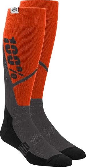 100% Torque Comfort Moto Socks - Orange/Charcoal - Large/XL 20053-00008