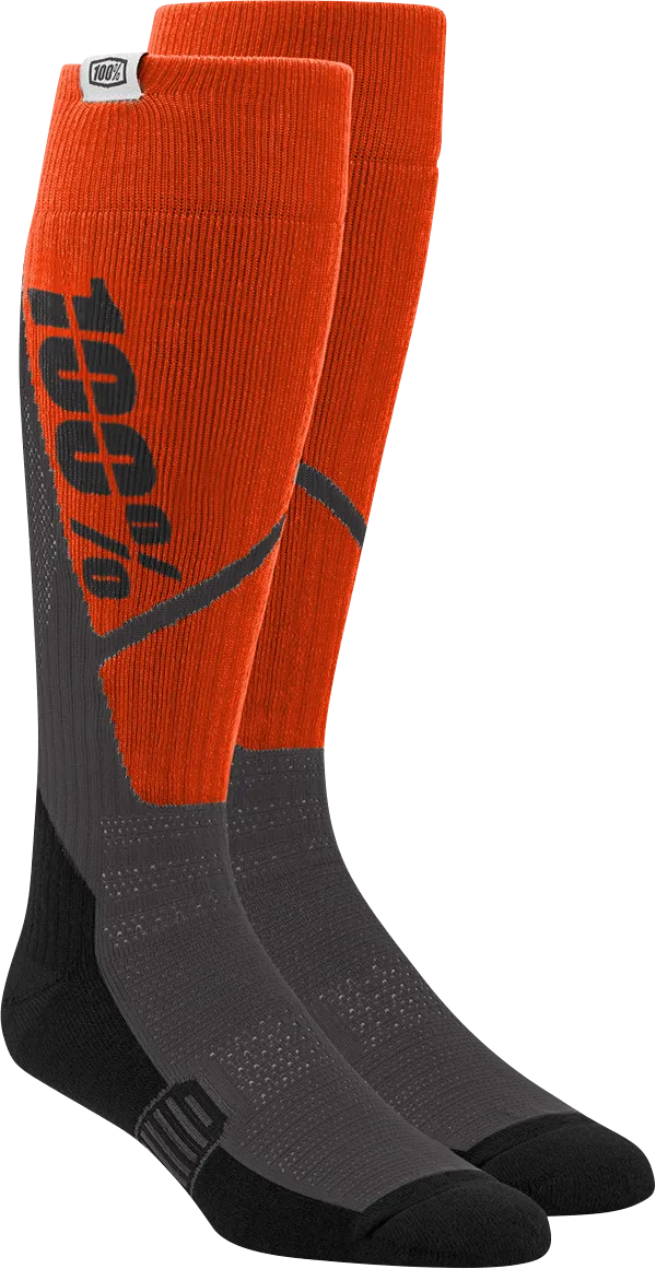 100% Torque Comfort Moto Socks - Orange/Charcoal - Large/XL 20053-00008