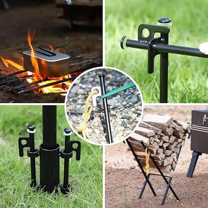 12Inch Heavy Duty Tent Stakes, 8PCS Tent Pegs Metal Fluorescent Silicone Rings  Storage Bag for Camping