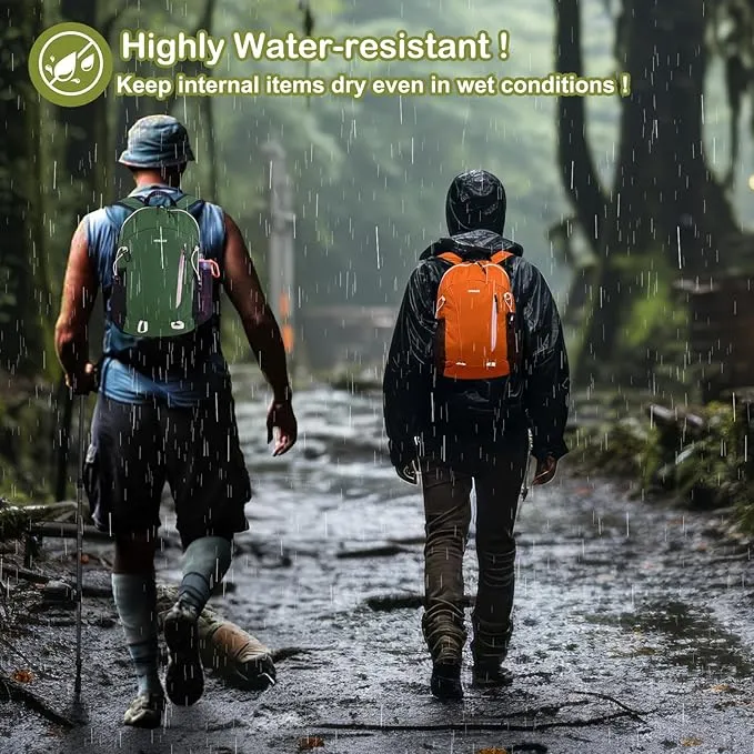 15L Highly Water-resistant Hiking Daypack, Small Backpack Travel Outdoor, Lightweight Day Pack with Tool Loops(Dark Green)