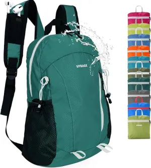 15L Highly Water-resistant Hiking Daypack, Small Backpack Travel Outdoor, Lightweight Day Pack with Tool Loops(Dark Green)