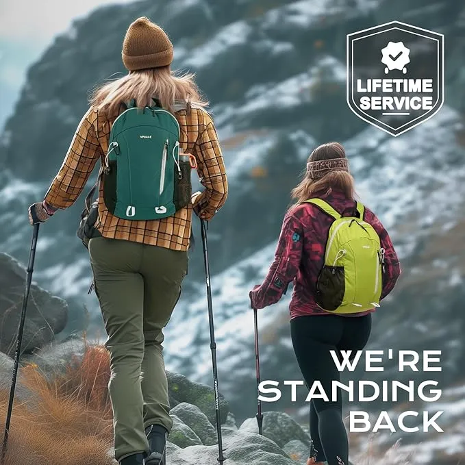 15L Highly Water-resistant Hiking Daypack, Small Backpack Travel Outdoor, Lightweight Day Pack with Tool Loops(Dark Green)