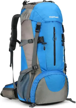 70L Camping Hiking Backpack with Rain Cover Waterproof Backpacking Backpack for Hiking Treeking Climbing Outdoor (Blue)