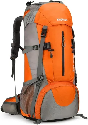 70L Camping Hiking Backpack with Rain Cover Waterproof Backpacking Backpack for Hiking Treeking Climbing Outdoor (Orange)