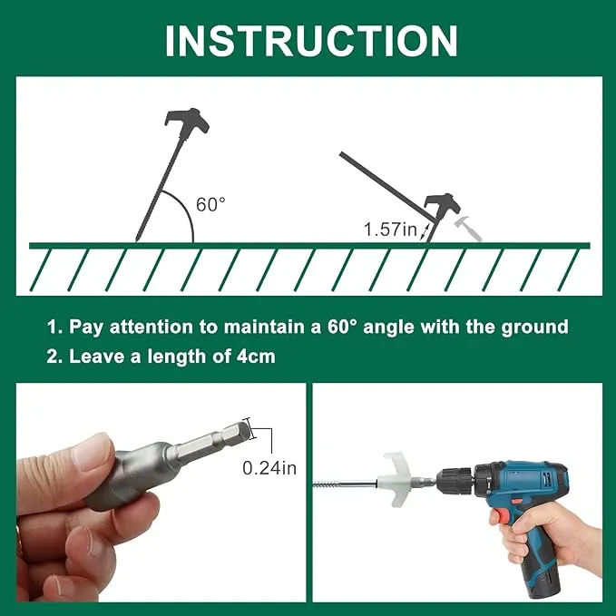 8" Screw in Tent Stakes-12Pcs Metal Ground Anchors for Camping-Tent Stakes Heavy Duty, Threaded Spikes with Hex Head Driver, Includes Storage Box