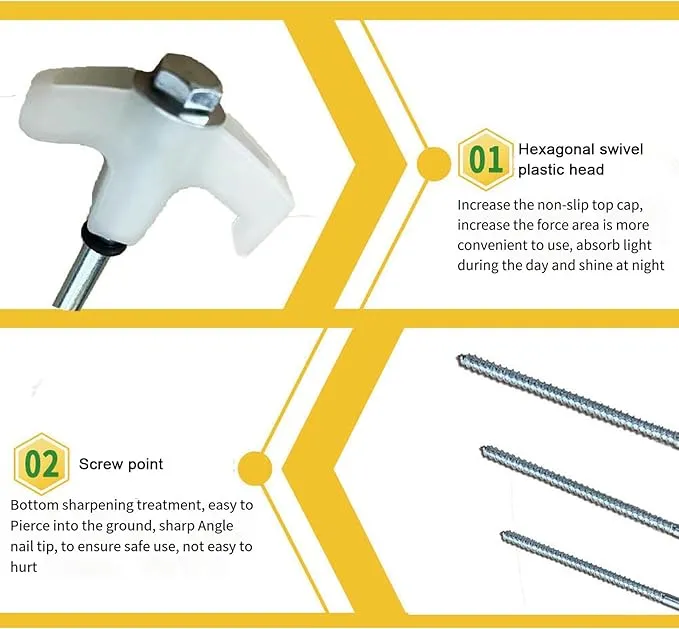 8" Screw in Tent Stakes - Ground Anchors Screw in, Screw in Tent Stakes Heavy Duty, Tent Pegs Camping Stakes, Metal Threaded Tent Spikes, Screw Tent Stakes with Hex Sleeves (12Pcs Box Black)