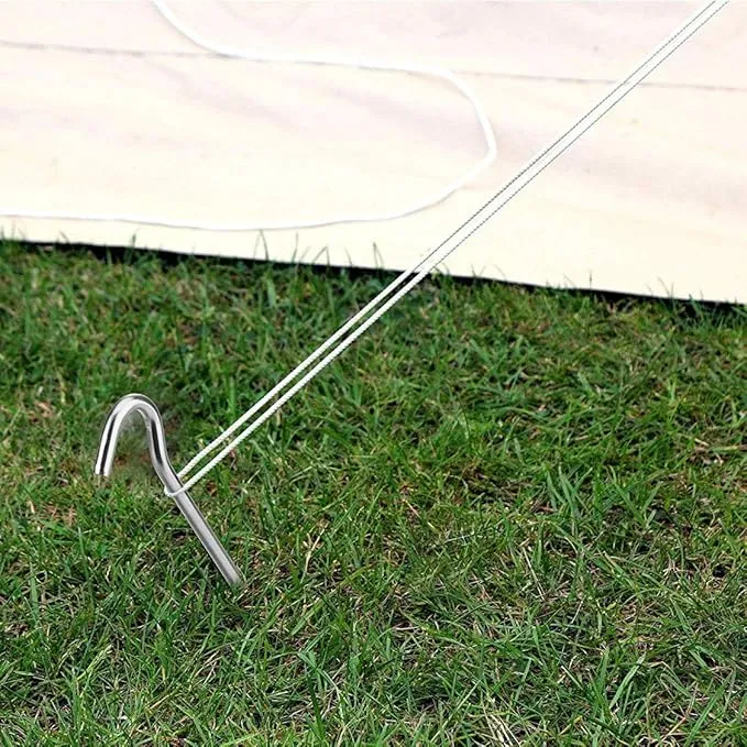 9 Inch Galvanized Tent Stakes Metal Tent Pegs Heavy Duty Steel Yard Camping Stakes Tarp Hooks Inflatables Outdoor Decorations, 8 Pack
