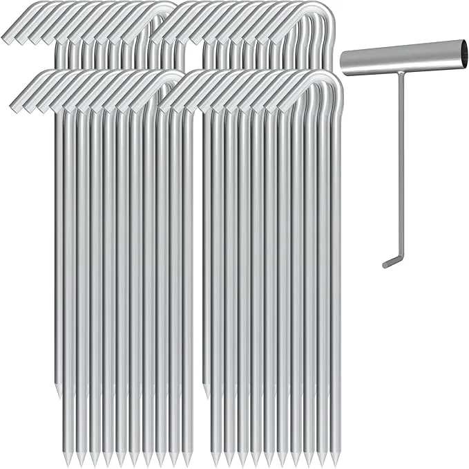 9 Inch Galvanized Tent Stakes Metal Tent Pegs with T Hook Heavy Duty Steel Yard Camping Stakes Tarp Hooks Inflatables Outdoor Decorations, 40 Pack