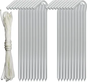 9 Inches 40 Pack Heavy Duty Tent Stakes, Metal Ground Stakes for Camping, Garden or Inflatable, Galvanized Steel Pegs for Yard and Outdoor Decorations