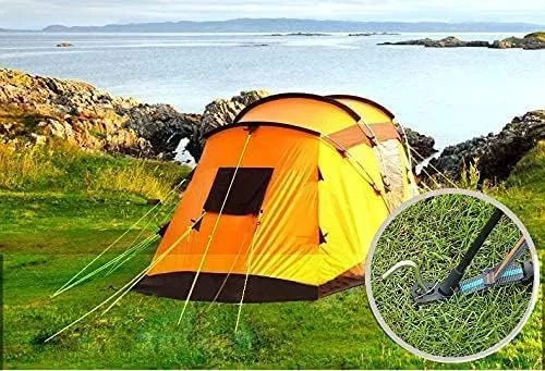 AAGUT 8 Pack Metal Camping Tent Stakes 9 Inch Yard Stakes for Inflatables Heavy Duty Tent Pegs Steel Hooked Ground Stakes for Outdoor Christmas Decorations, Garden Edging Tarp Stakes for Ground