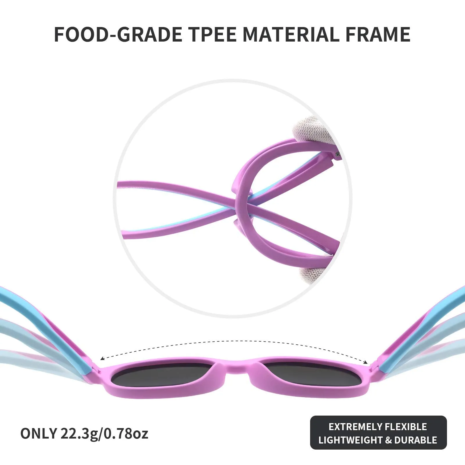 ACBLUCE Kids Polarized Sports Sunglasses TPEE Flexible Frame with Adjustable Strap for Boys Girls Age 5-13 Bright White/Blue Frame丨blue Revo Lens