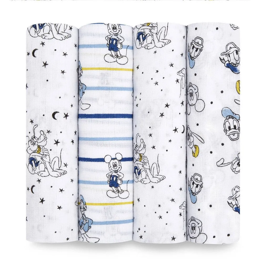 Aden   Anais Essentials Disney Baby 4 Pack Mickey Stargazer Swaddle Blanket