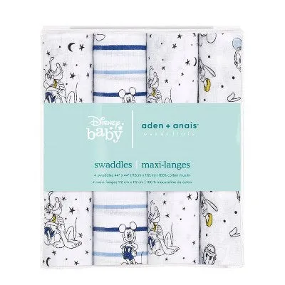Aden   Anais Essentials Disney Baby 4 Pack Mickey Stargazer Swaddle Blanket