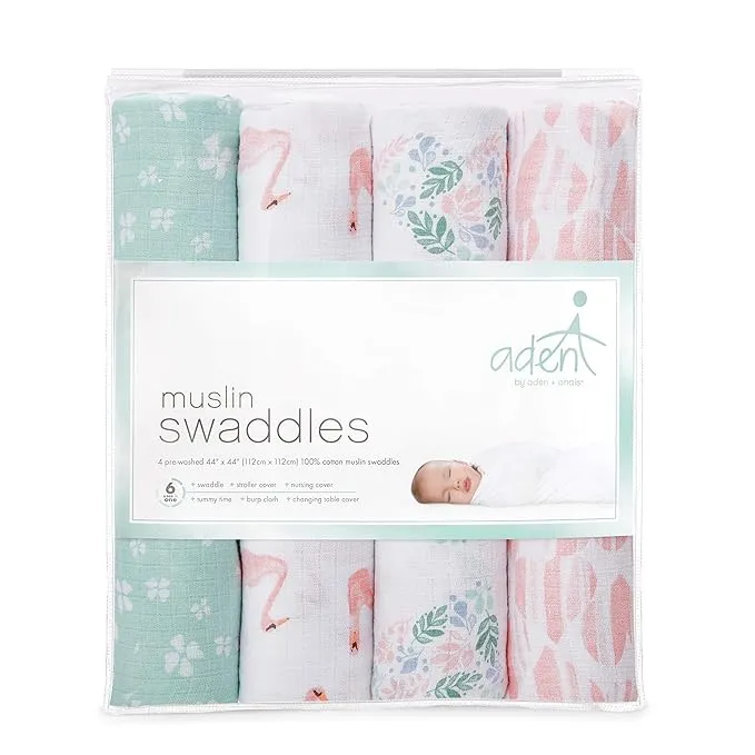aden   anais Muslin Swaddles 4 pack Briar Rose Pink