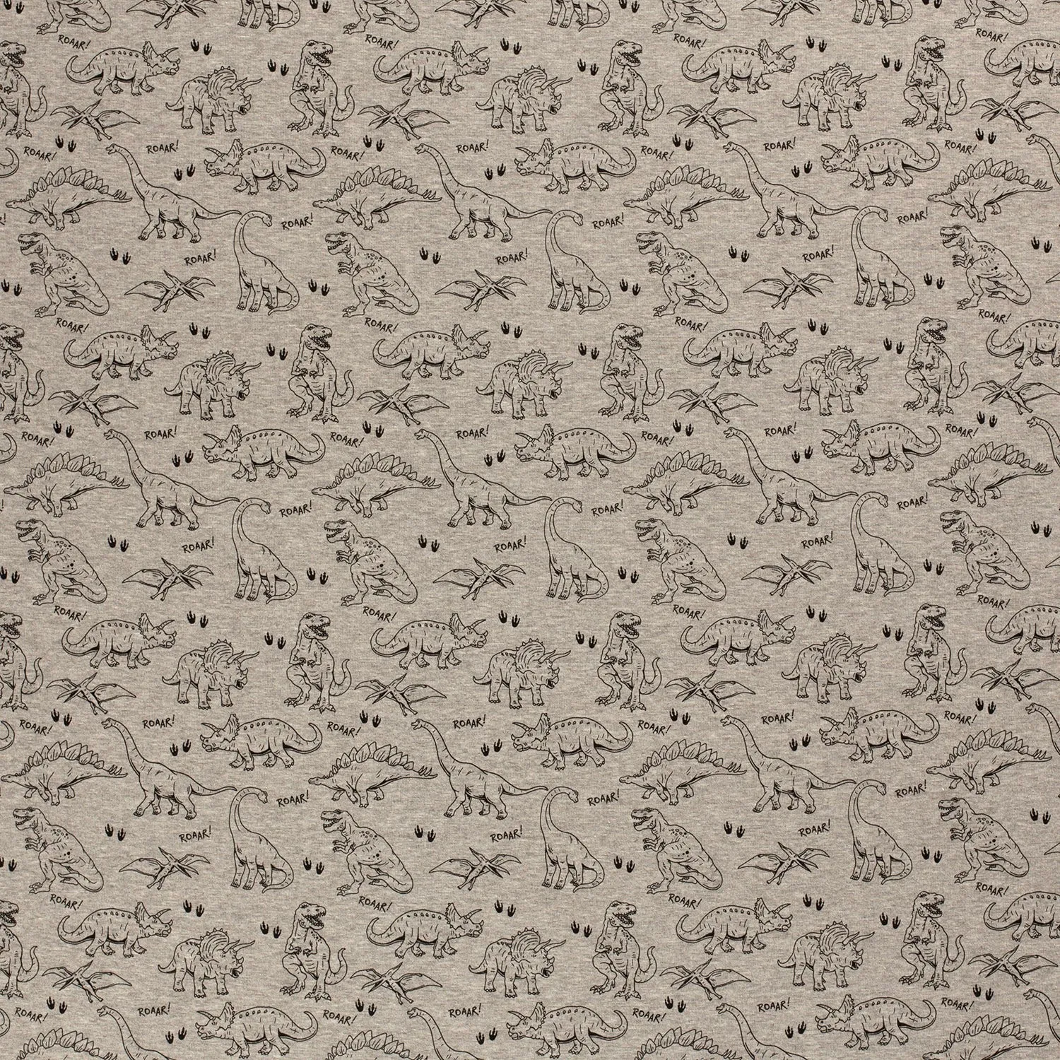 Alpine Fleece - Printed Dinosaurs - Grey