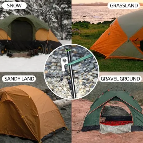 AVOFOREST 12Inch Heavy Duty Tent Stakes,20 PCS Tent Pegs Metal Fluorescent Silicone Rings  Storage Bag for Camping (20pcs)
