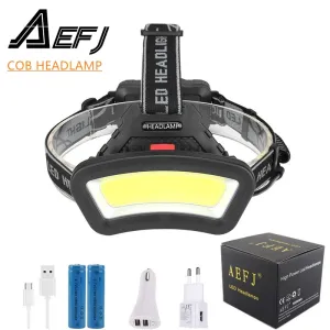 cob led headlamp USB Rechargeable red white light Fishing headlight Hunting