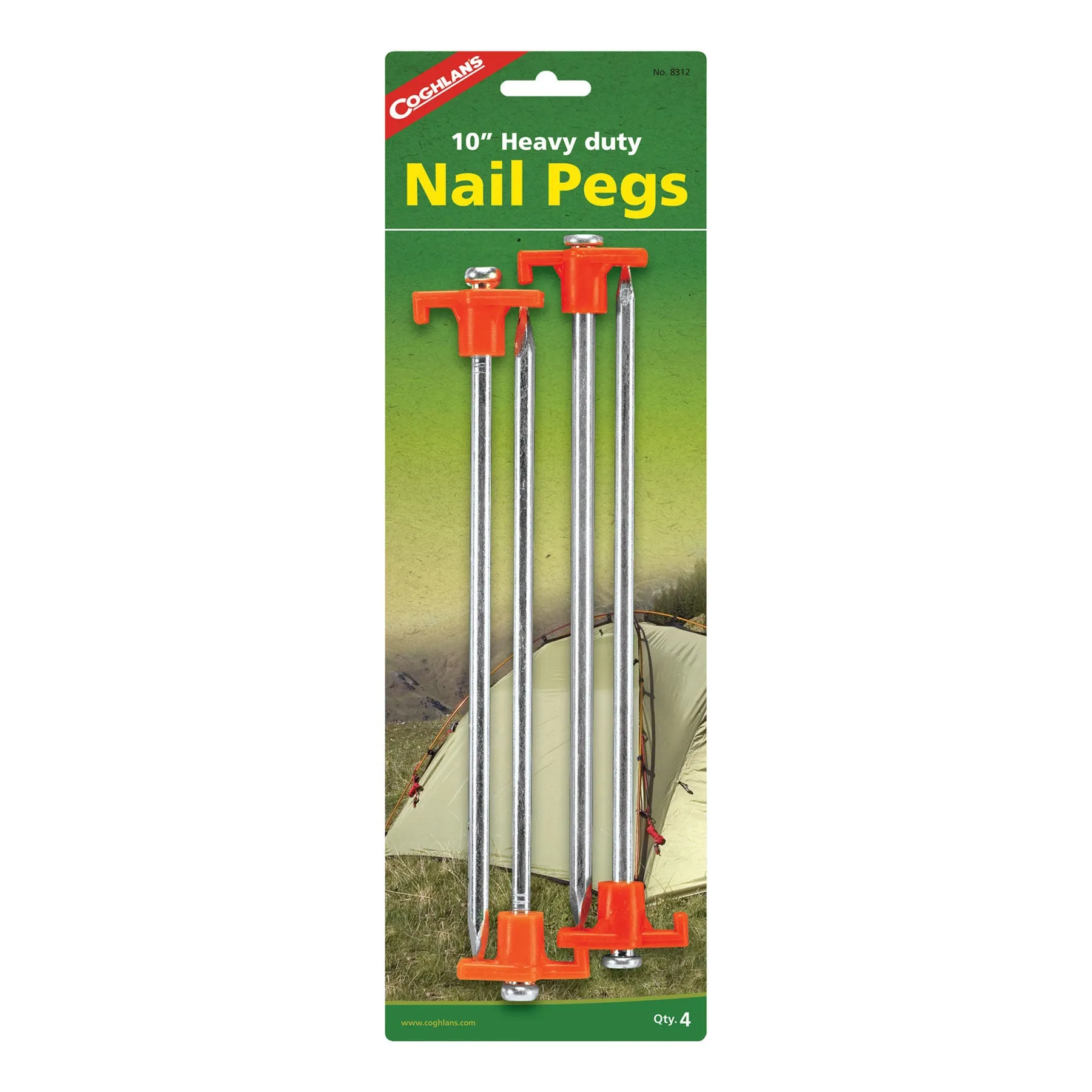 Coghlan's 8312 Heavy Duty Steel Tent Nail Pegs, 10", 4-Piece