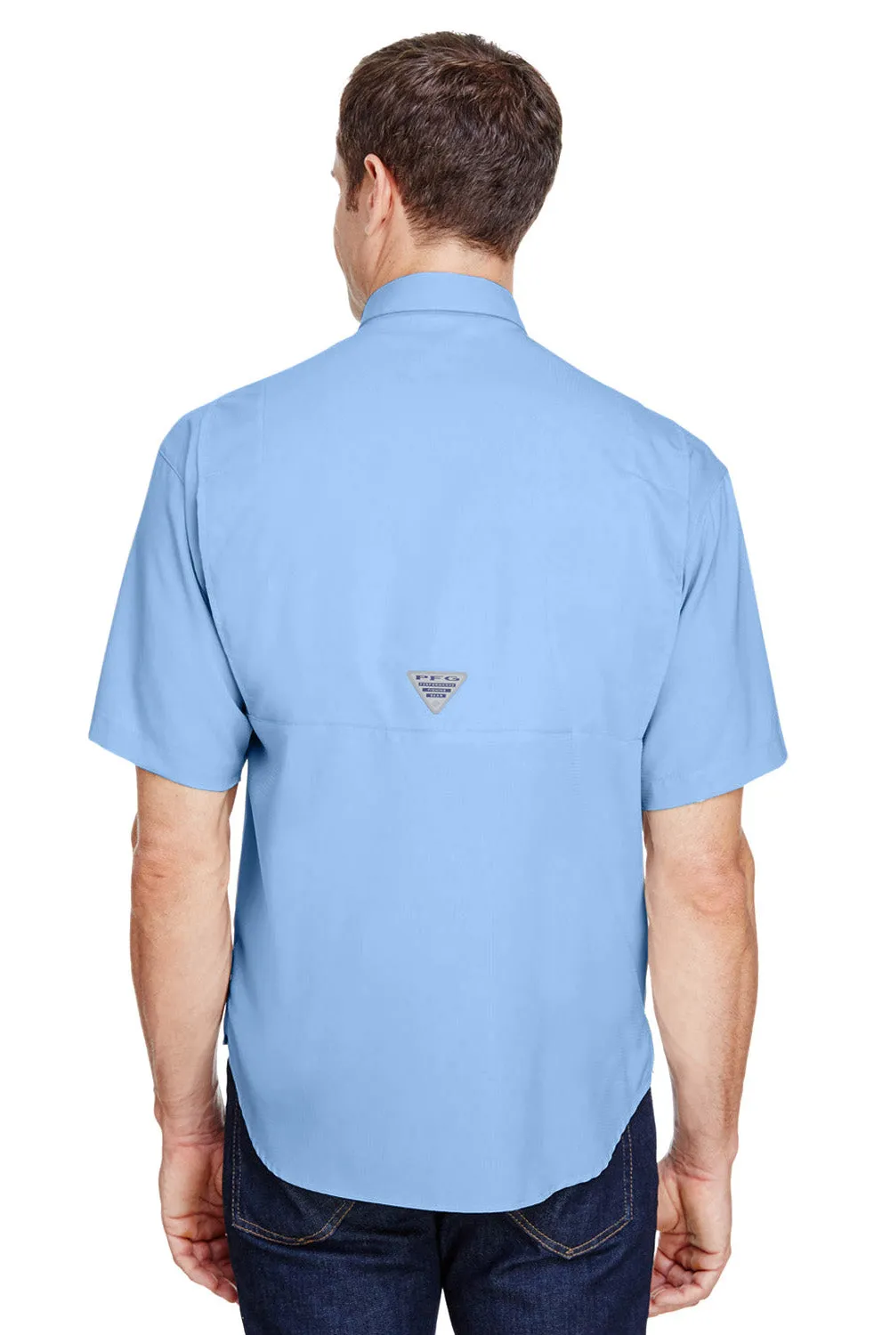 Columbia Mens Tamiami II Moisture Wicking Short Sleeve Button Down Shirt w/ Double Pockets - Sail Blue (DISCONTINUED)