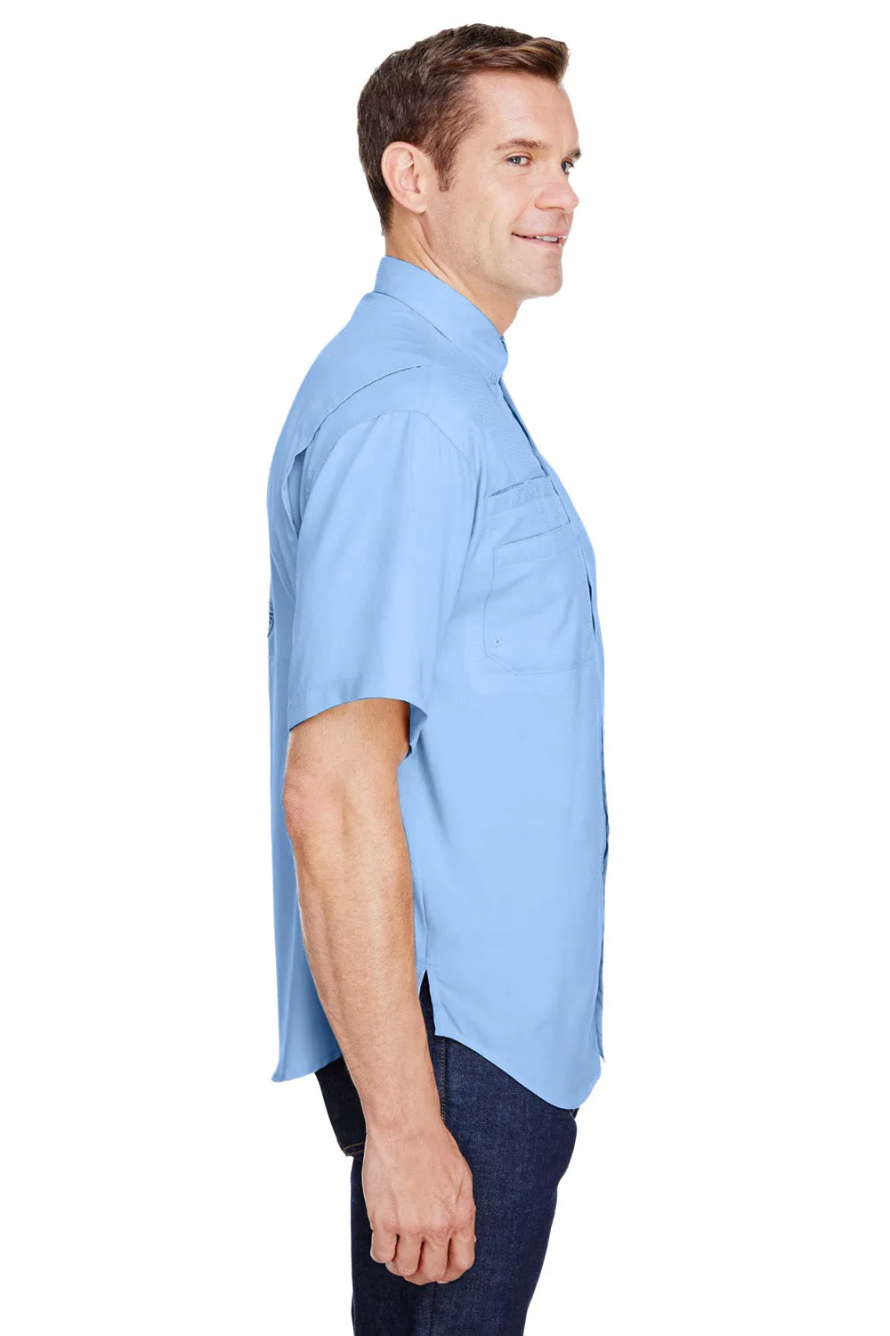 Columbia Mens Tamiami II Moisture Wicking Short Sleeve Button Down Shirt w/ Double Pockets - Sail Blue (DISCONTINUED)
