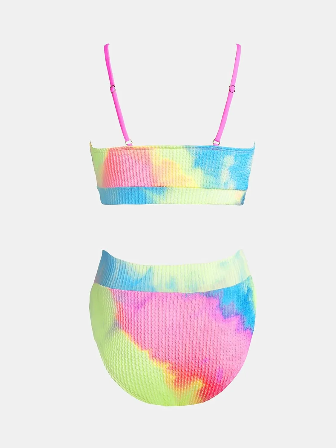 CUPSHE Women's Bikini Set Two Piece Swimsuits High Waisted Scoop Neck Spaghetti Adjustable Straps Textured