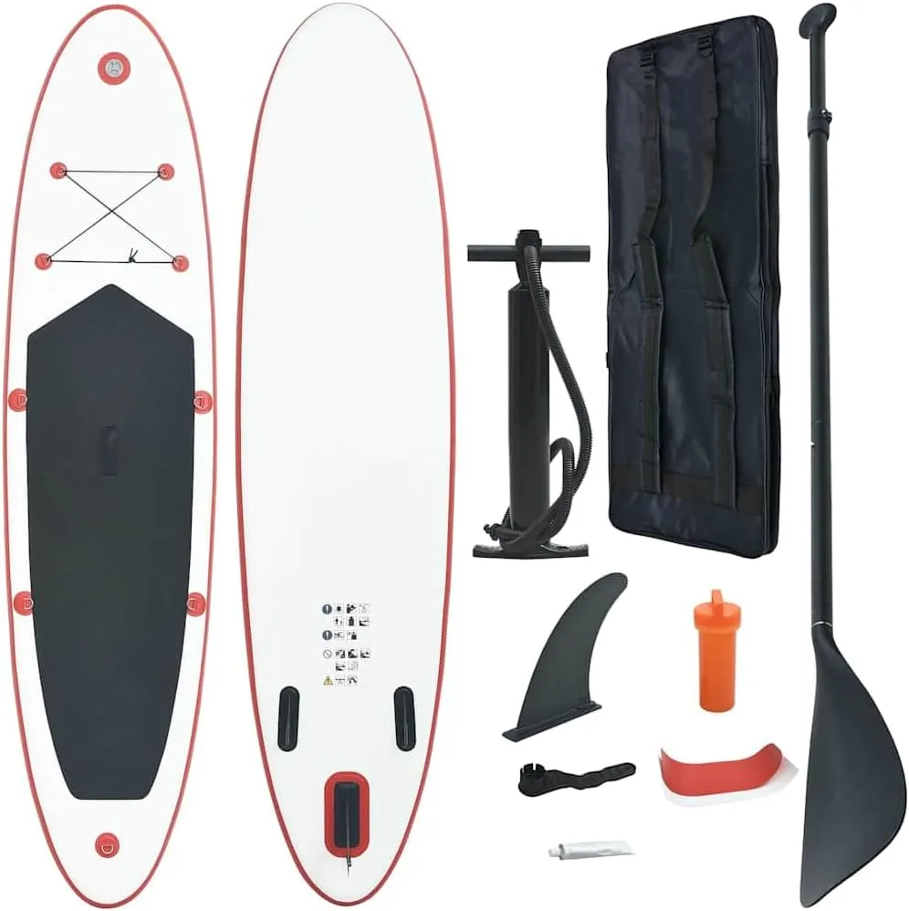 Enhance Water Sports with Inflatable Stand Up Paddle Board Set, Red and White, Easy to Inflate with Accessories Included