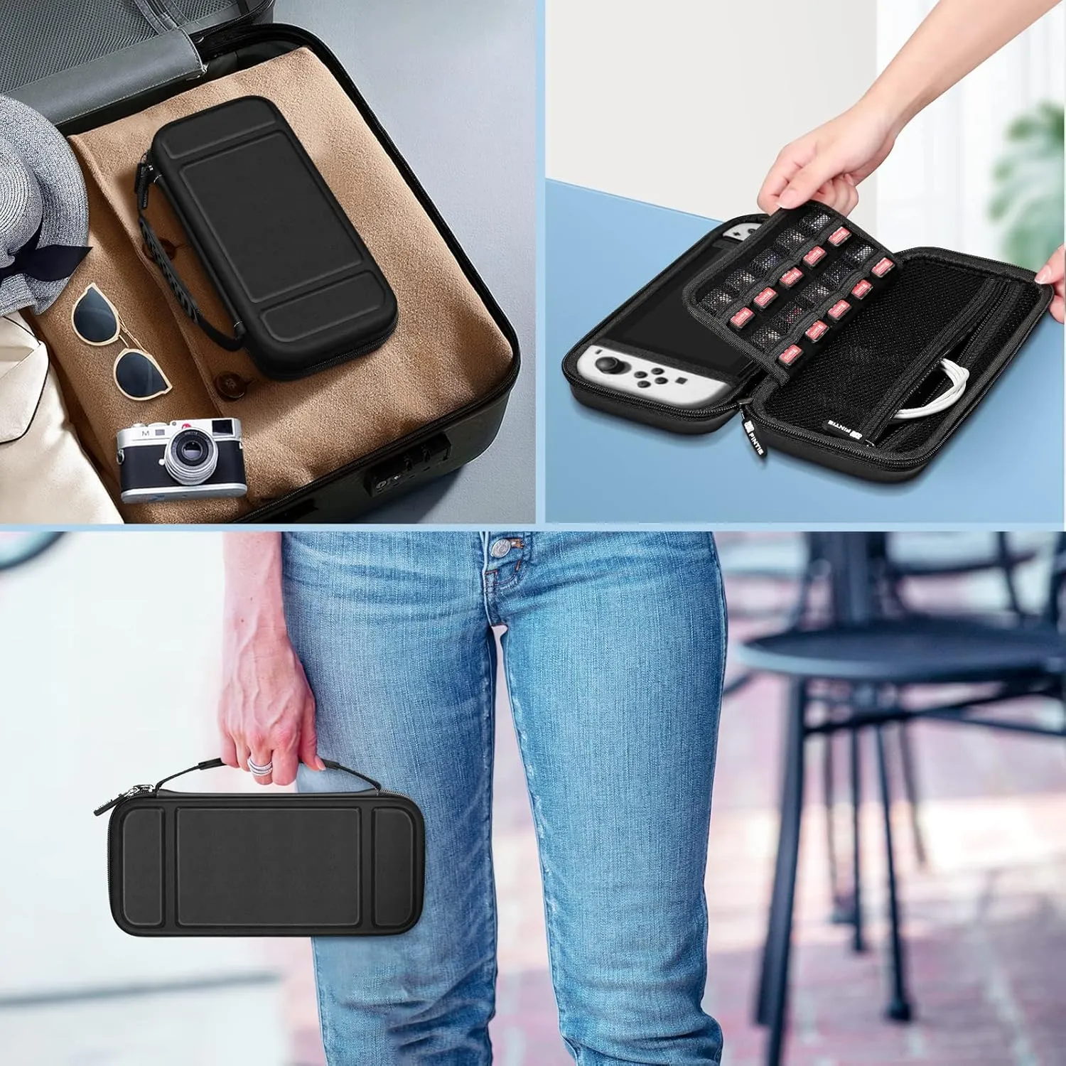 Fintie Carrying Case for Nintendo Switch OLED Model 2021/Switch 2017, [Shockproof] Hard Shell Protective Cover Travel Bag with 10 Game Card Slots & Inner Pocket