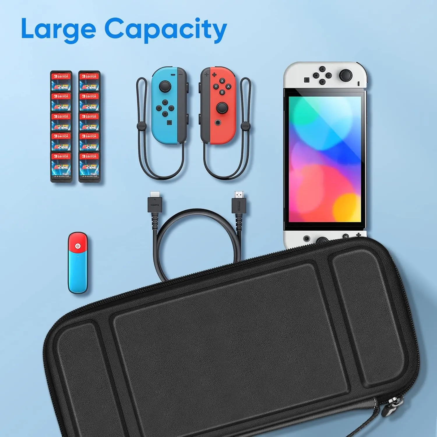 Fintie Carrying Case for Nintendo Switch OLED Model 2021/Switch 2017, [Shockproof] Hard Shell Protective Cover Travel Bag with 10 Game Card Slots & Inner Pocket