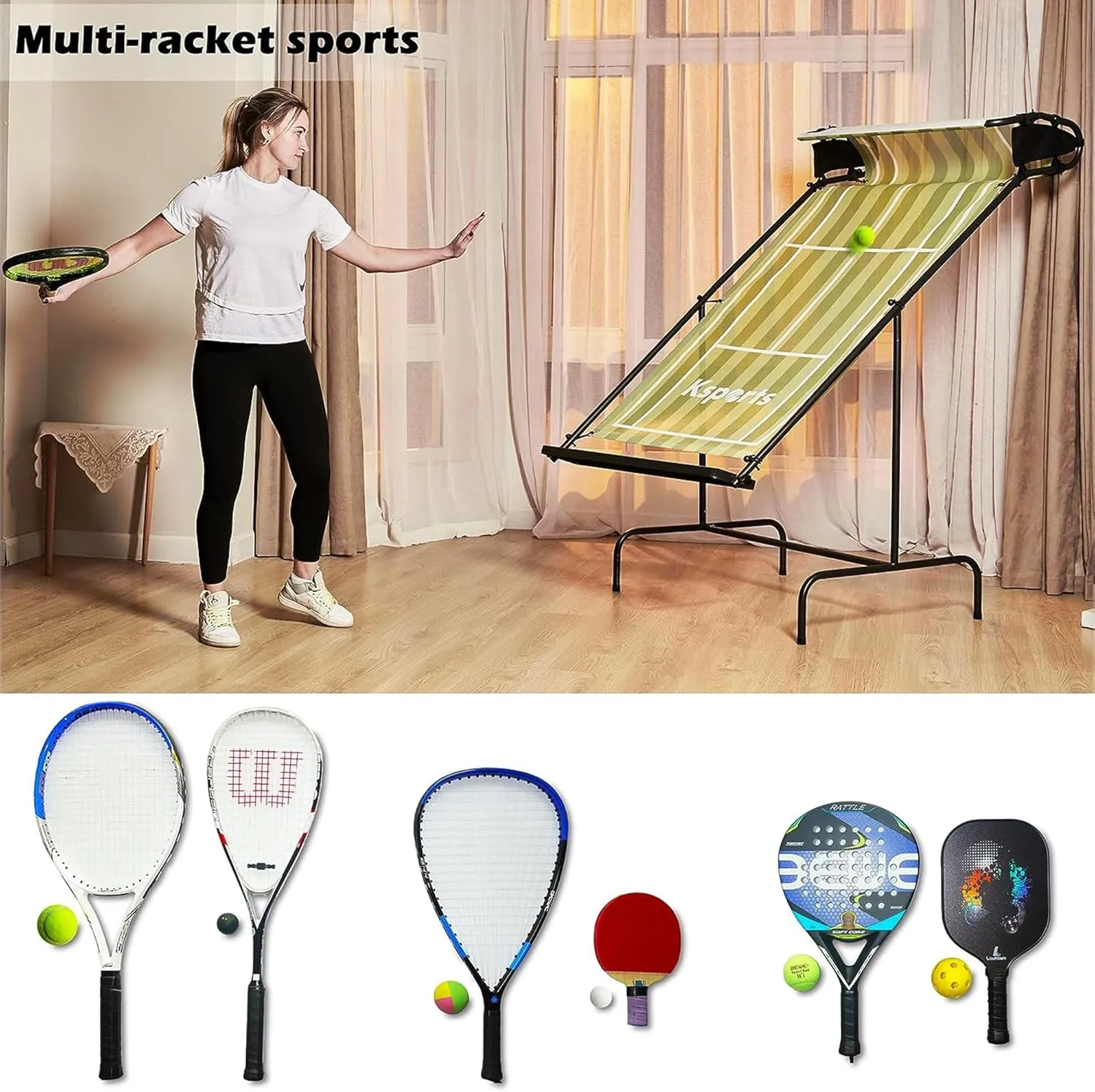 Ksports Tennis Rebounder Net  Multi Racket Sports Trainer for Tennis, Pickleball, Padel, Squash & Racquetball  Quick Assembly, Portable with Carry Bag