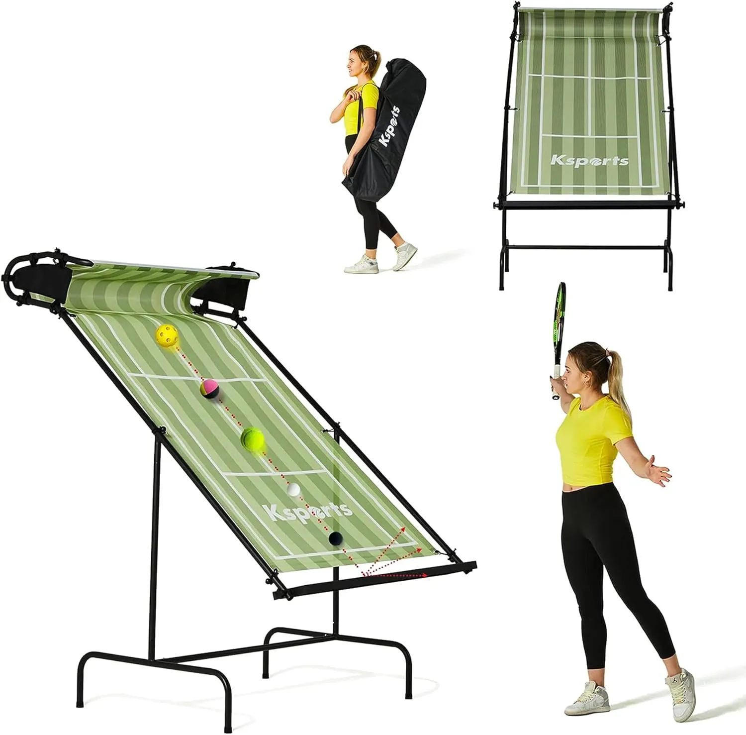 Ksports Tennis Rebounder Net  Multi Racket Sports Trainer for Tennis, Pickleball, Padel, Squash & Racquetball  Quick Assembly, Portable with Carry Bag