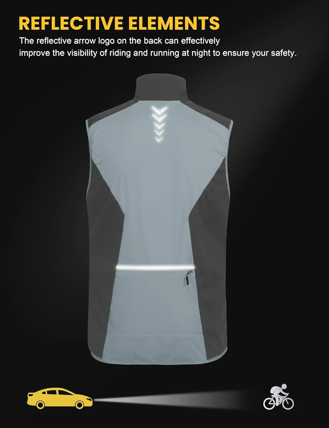 Little Donkey Andy Men's Water-resistant Outerwear Vests, Stretch Windproof Vest for Cycling, Running, Golf