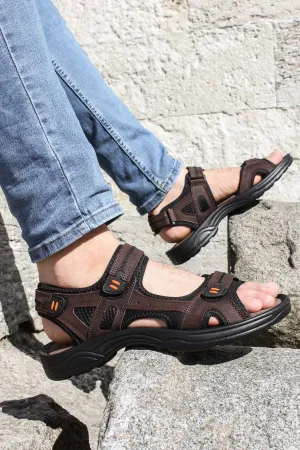 Men's Brown Outdoor Hiking Sandals-Wessi