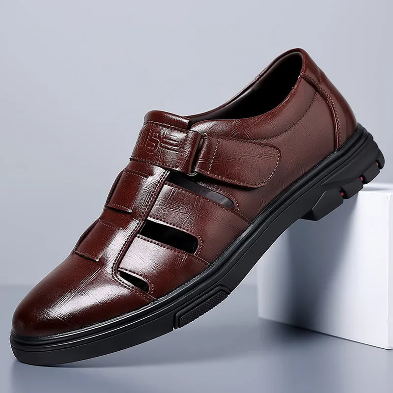 Men's Leather Hollow Breathable Sandals