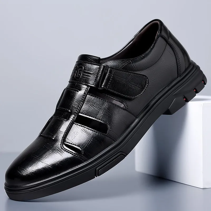 Men's Leather Hollow Breathable Sandals