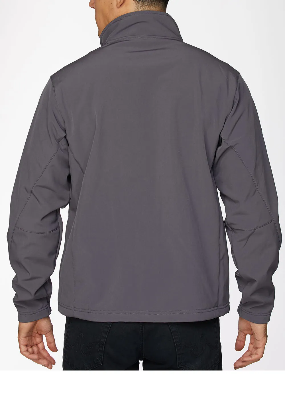 Men's Soft Shell Bonded Jacket-NJ650-Charcoal-Red