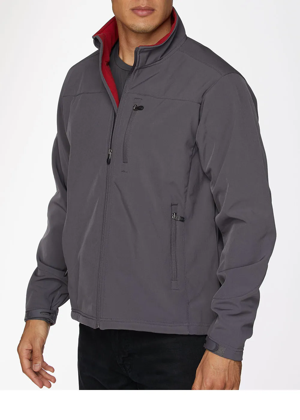 Men's Soft Shell Bonded Jacket-NJ650-Charcoal-Red