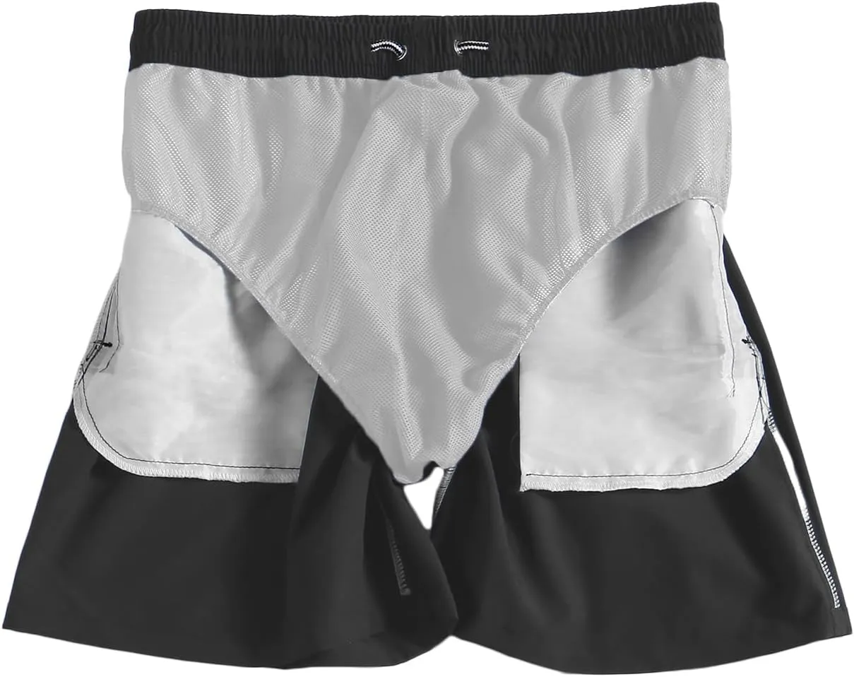 Men's Striped Swim Trunks Bathing Suits Quick Dry Board Shorts Mesh Lining Beach Swimwear with Pockets