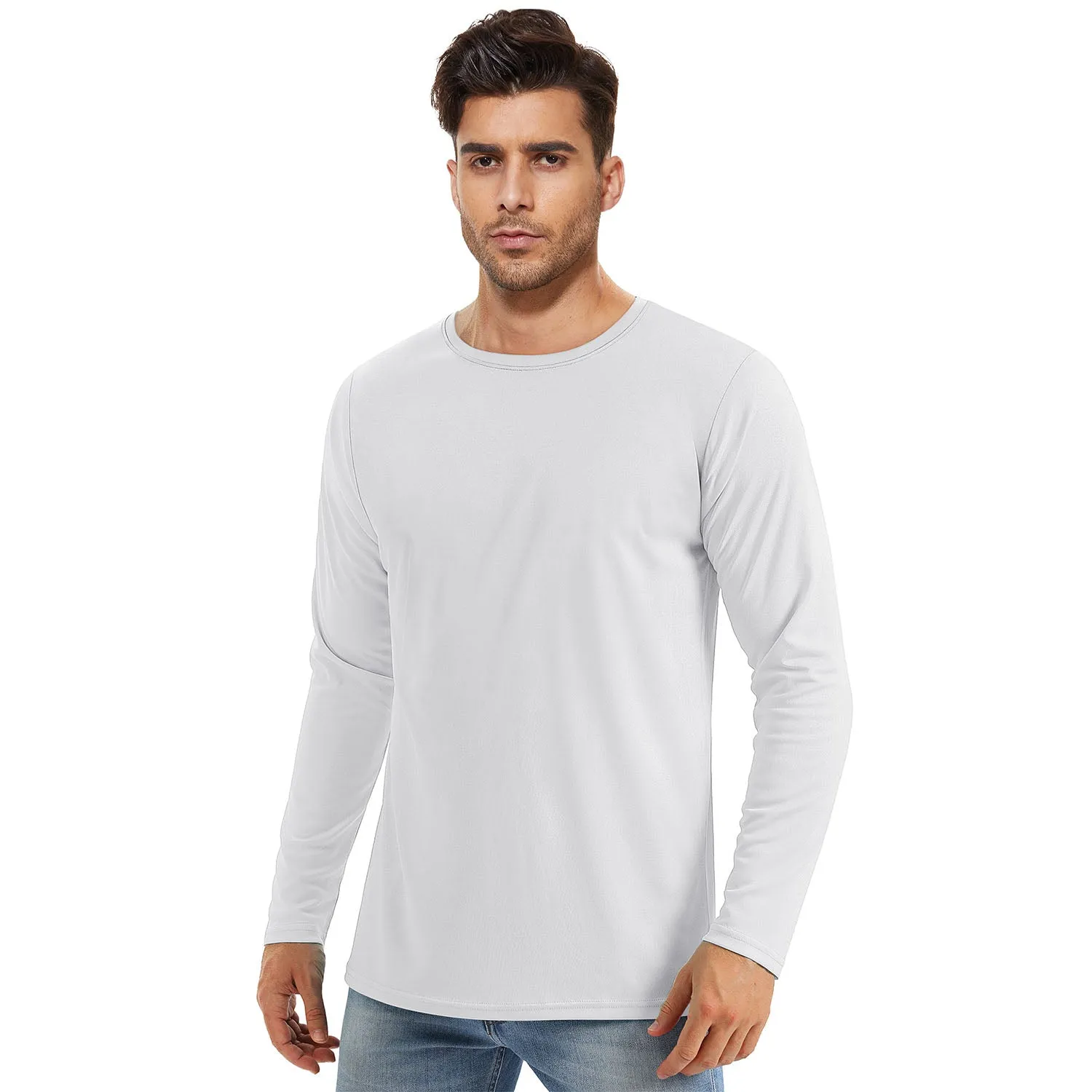 Men's UPF 80  Long Sleeve Shirts UV Sun Protection Shirt Running Fishing Quick Dry Rash Guard Shirts