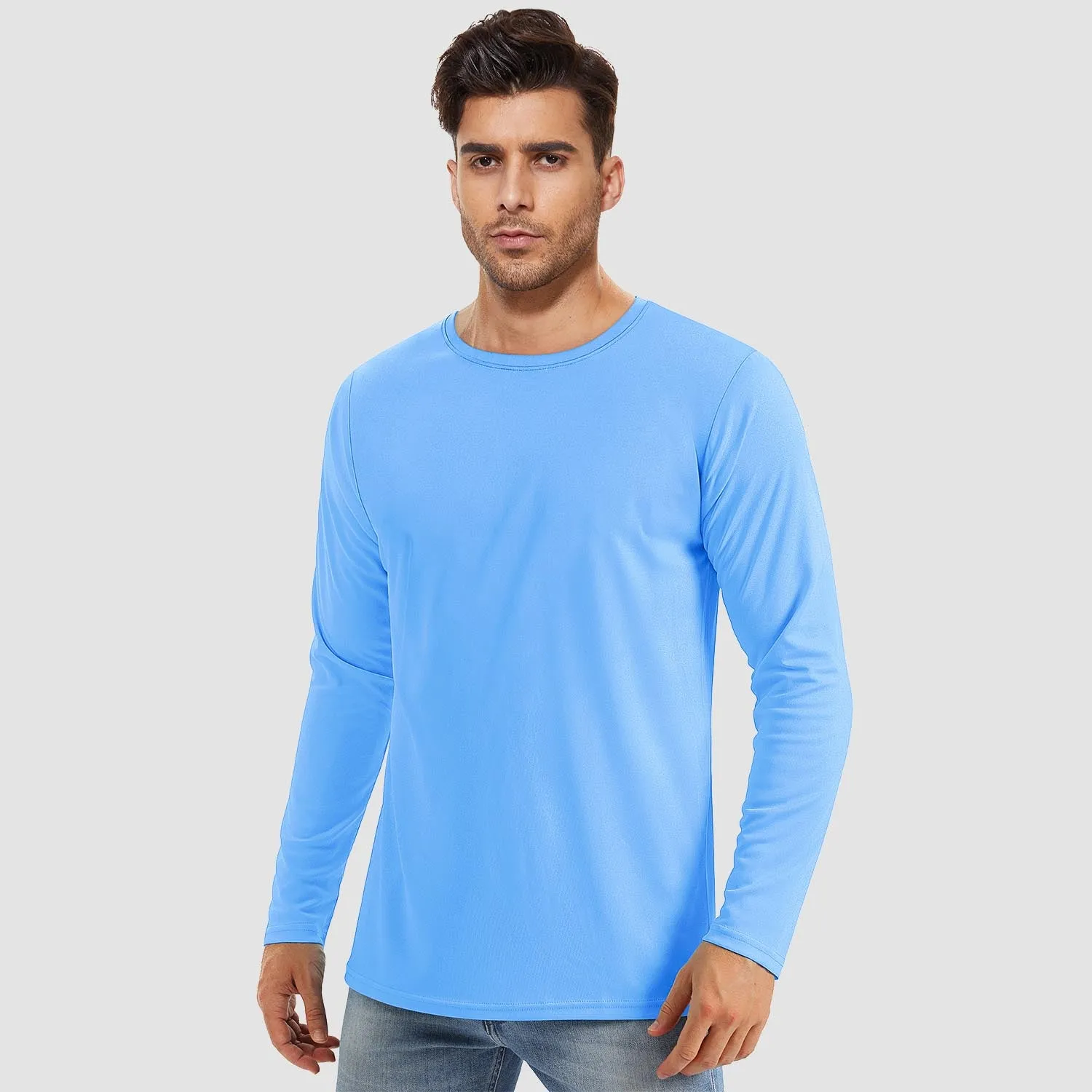 Men's UPF 80  Long Sleeve Shirts UV Sun Protection Shirt Running Fishing Quick Dry Rash Guard Shirts