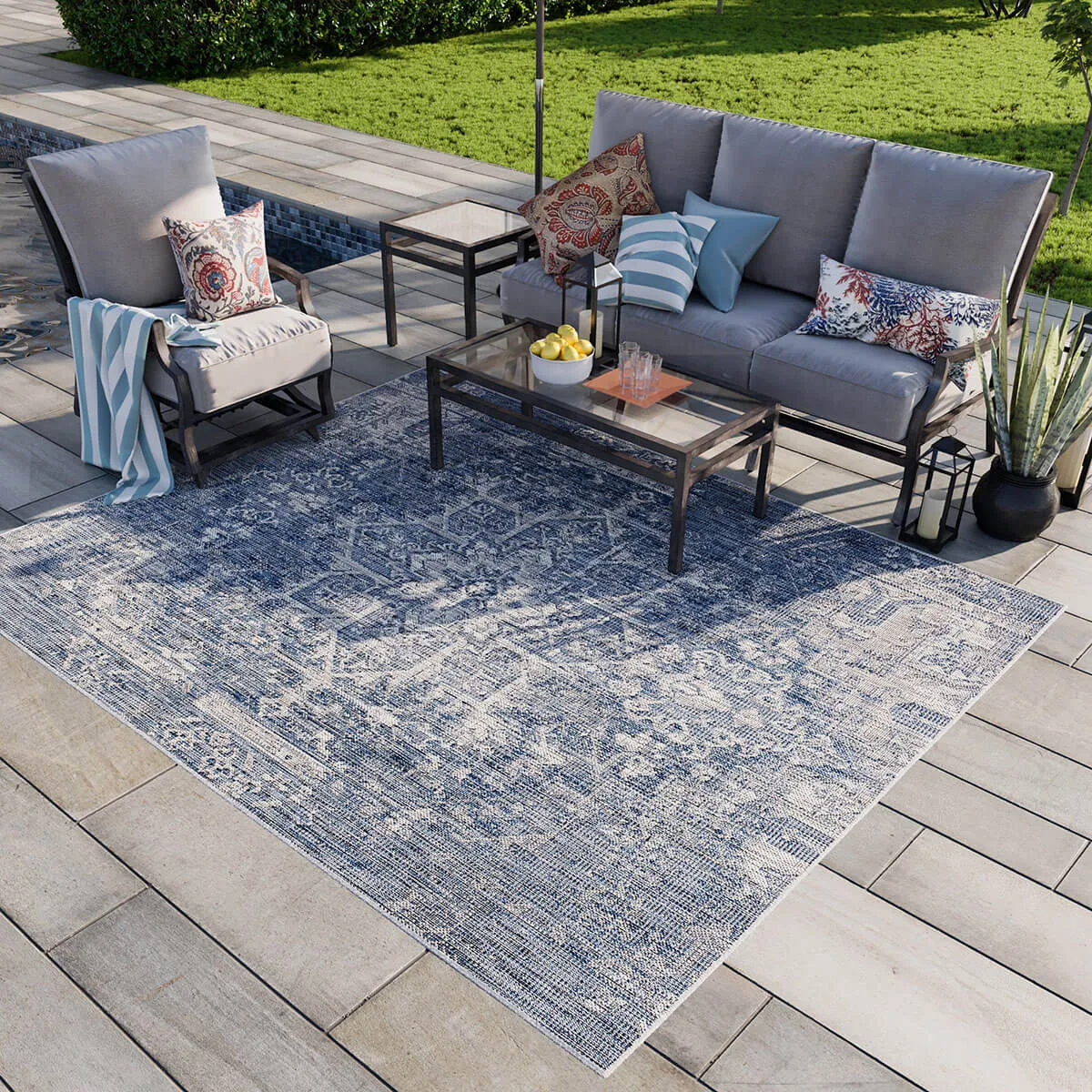 Oksana Azure Quick Dry Rug - Indoor / Outdoor Rug