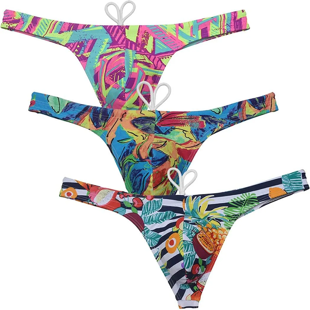 OROCOJUCO Sexy Men's Swim Thong Bikini Swimwear Board Surf Short Trunks Contour Pouch Tangas Swimsuit