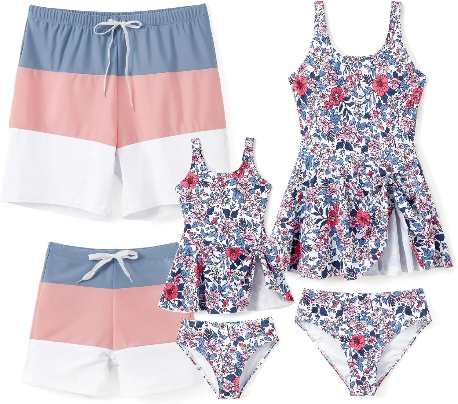PATPAT Family Matching Swimwear Floral Pattern Tankini Swimsuits and Swim Trunks