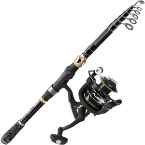 PLUSINNO Fishing Rod and Reel Combo,Fishing Pole,Telescopic Fishing Rod Kit with Spinning Reel, Telescopic Fishing Pole with Carrier Bag for Freshwater Saltwater for Men Women