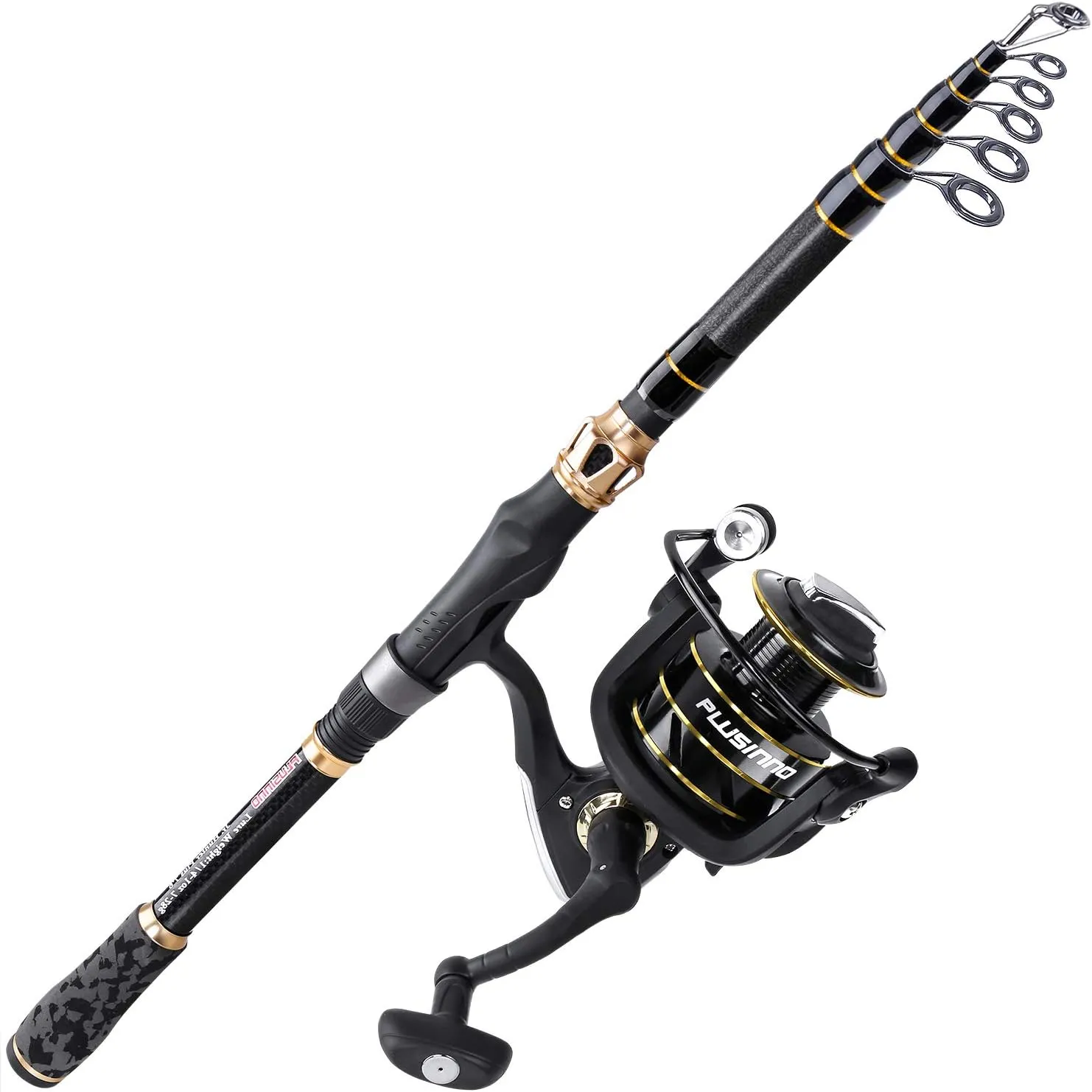 PLUSINNO Fishing Rod and Reel Combo,Fishing Pole,Telescopic Fishing Rod Kit with Spinning Reel, Telescopic Fishing Pole with Carrier Bag for Freshwater Saltwater for Men Women