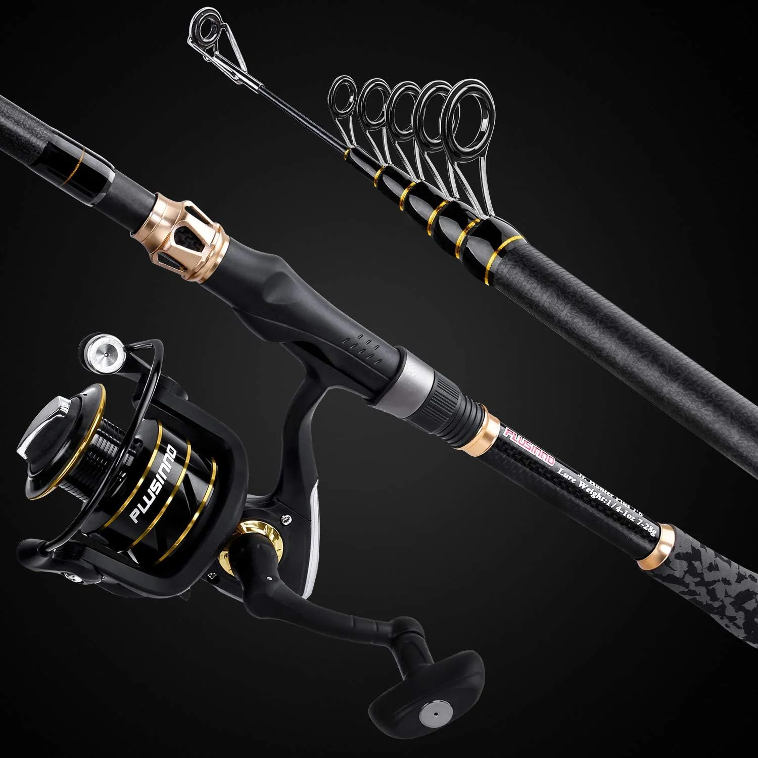 PLUSINNO Fishing Rod and Reel Combo,Fishing Pole,Telescopic Fishing Rod Kit with Spinning Reel, Telescopic Fishing Pole with Carrier Bag for Freshwater Saltwater for Men Women