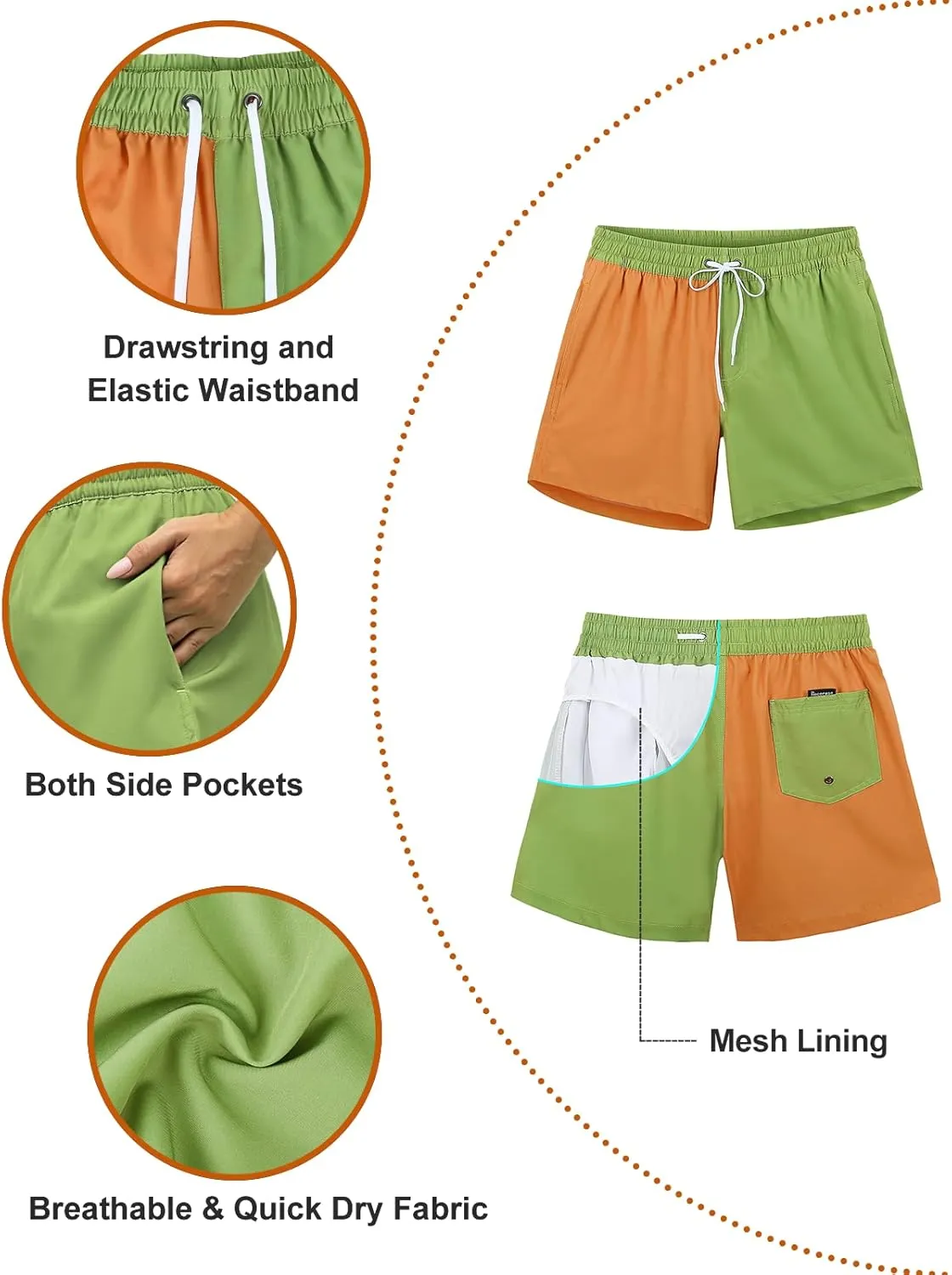 Rocorose Women's Board Shorts Quick Dry Summer Sports Drawstring Beach Trunks Built-in Liner with Pockets