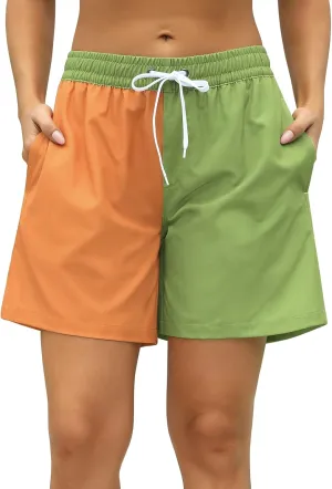 Rocorose Women's Board Shorts Quick Dry Summer Sports Drawstring Beach Trunks Built-in Liner with Pockets