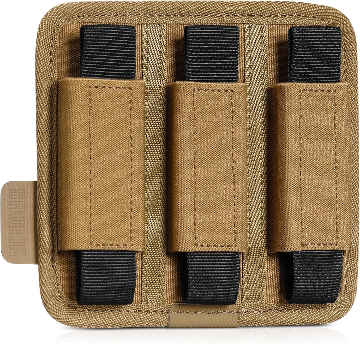 Savior Equipment Tactical Pistol Mag Pouch 9mm .40 45acp Open-Top Single & Double Stack Mag Holder Softshell Mags Storage Universal Magazine Carrier, Elastic Band to Hold Tight, Hook-Backed Panel