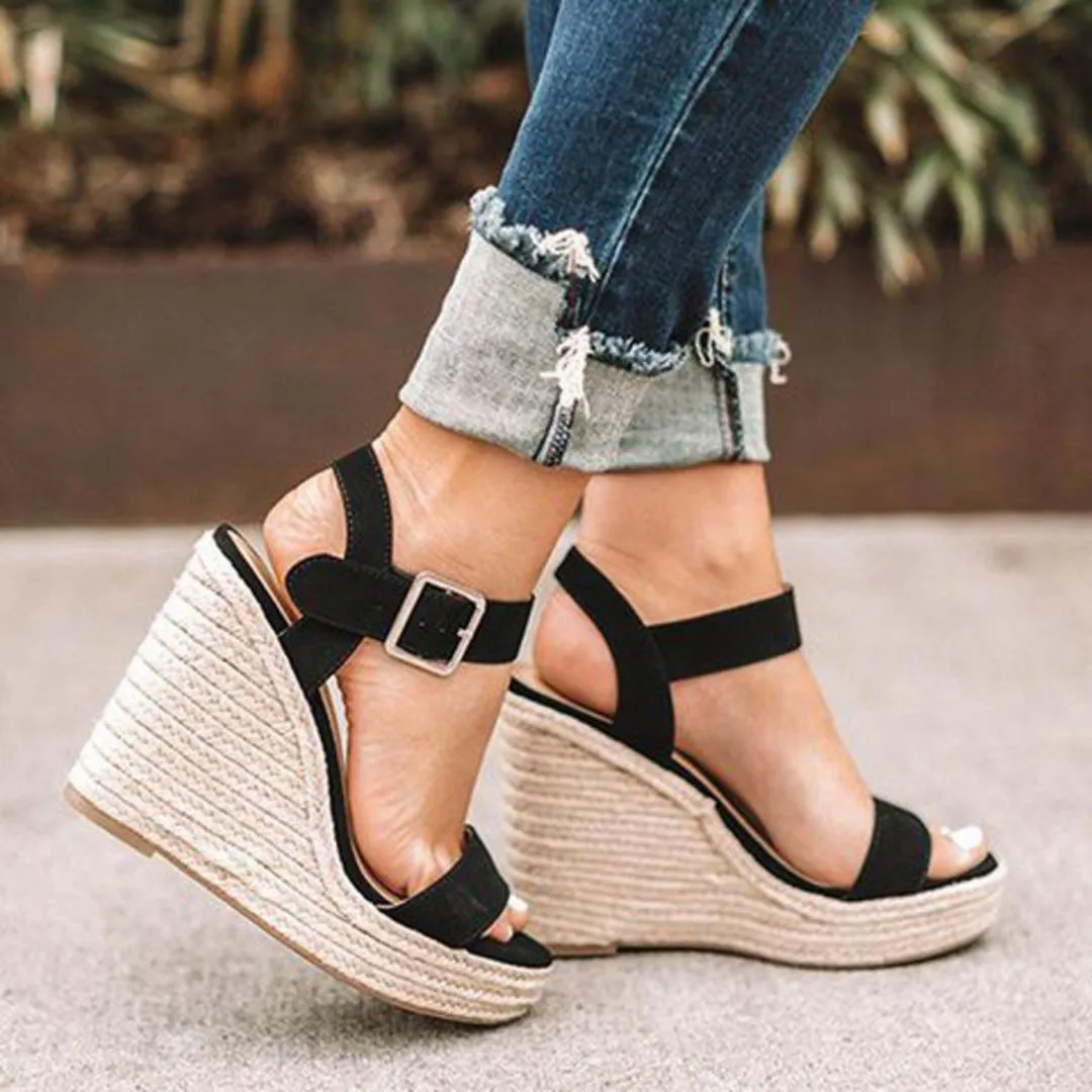 Summer Bliss Fiora Elegant Wedge Sandals with Strap