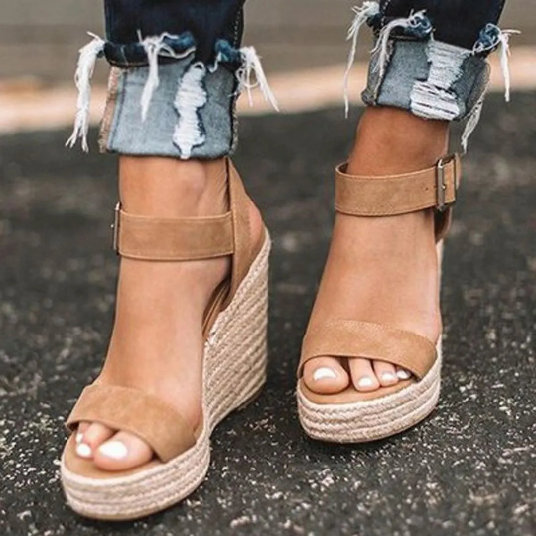 Summer Bliss Fiora Elegant Wedge Sandals with Strap